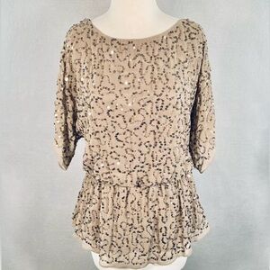 Adrianna Papell Sequins Top Womens Stretch Blouse Shiny